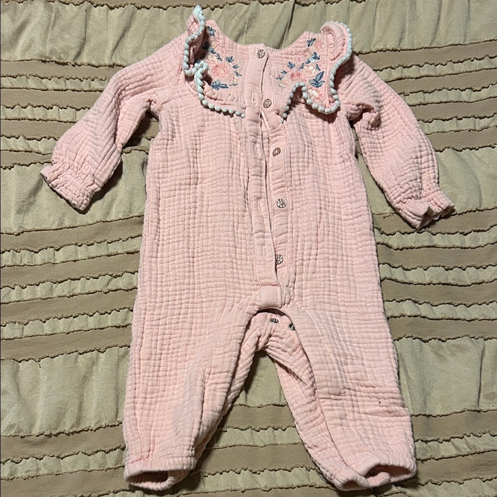 Haute Hippie Blush Pink Kids One Piece with Embroidery